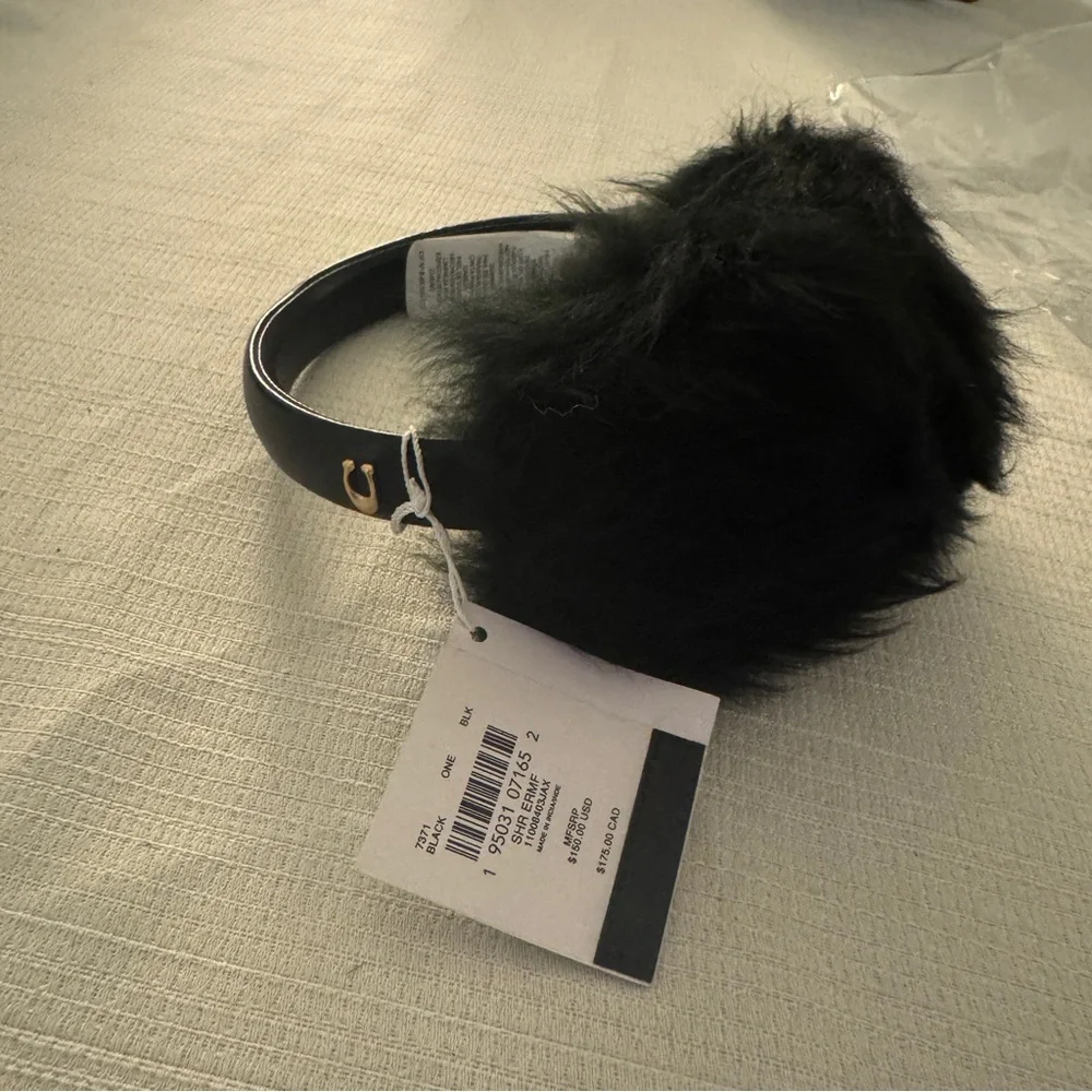 Coach Black Shearling and Leather Ear Muffs - Picture 3 of 4